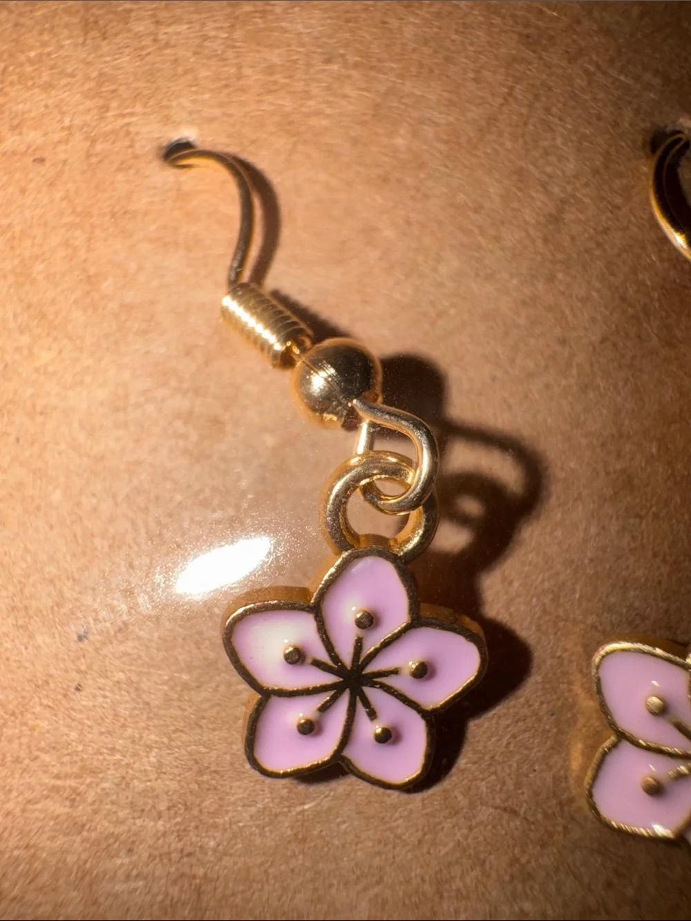 Gold-Tone Pink Flower Dangle Earrings - Women Jewelry